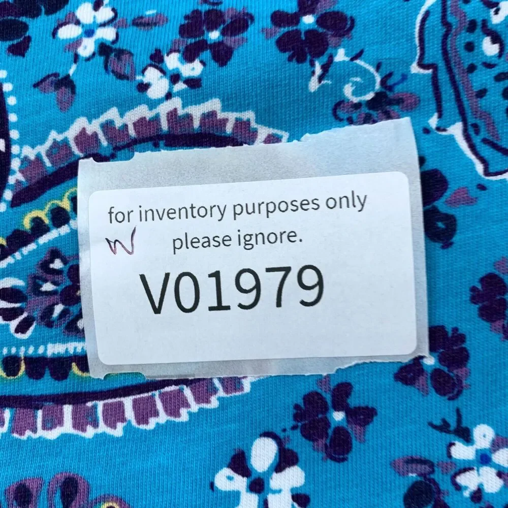 Woman Within Knit Top Women's 22/24 Short Sleeve Blue Paisley Crew Neck Cotton - Picture 9 of 9